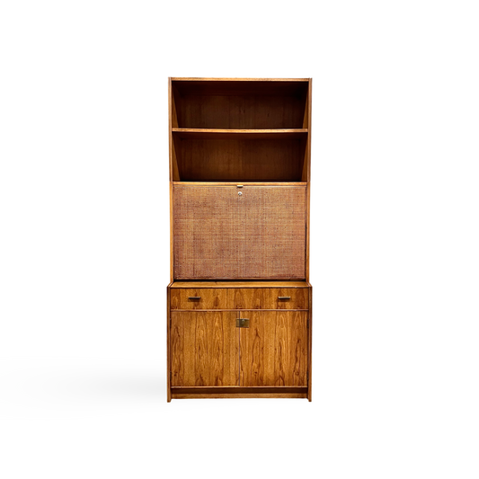 Founders Patterns 15 Mid Century Modern Bookshelf Cabinet with Drop Down Desk c. 1960s