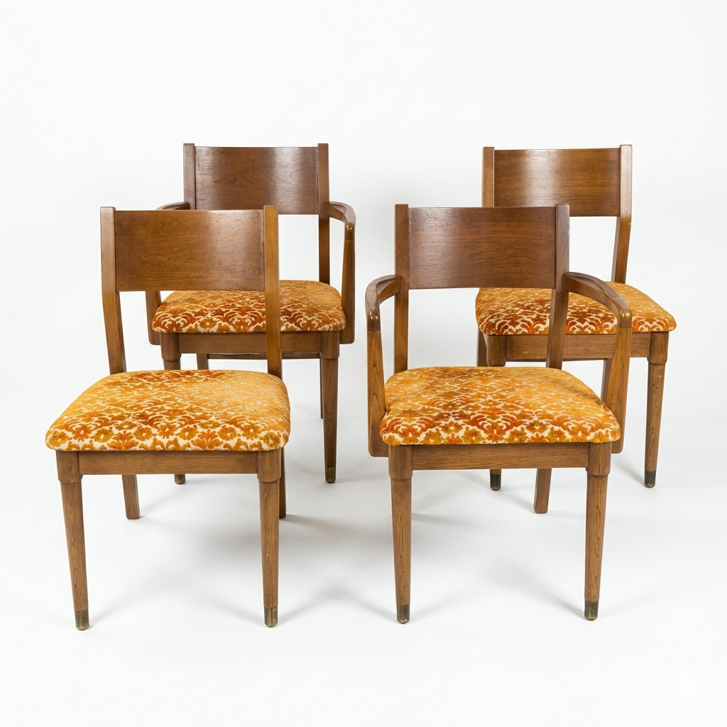 Drexel Biscayne Vintage Mid Century Modern Set of Four Dining Chairs c. 1960s