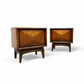 United Furniture Diamond Front Mid Century Modern Pair of Nightstands c. 1960s