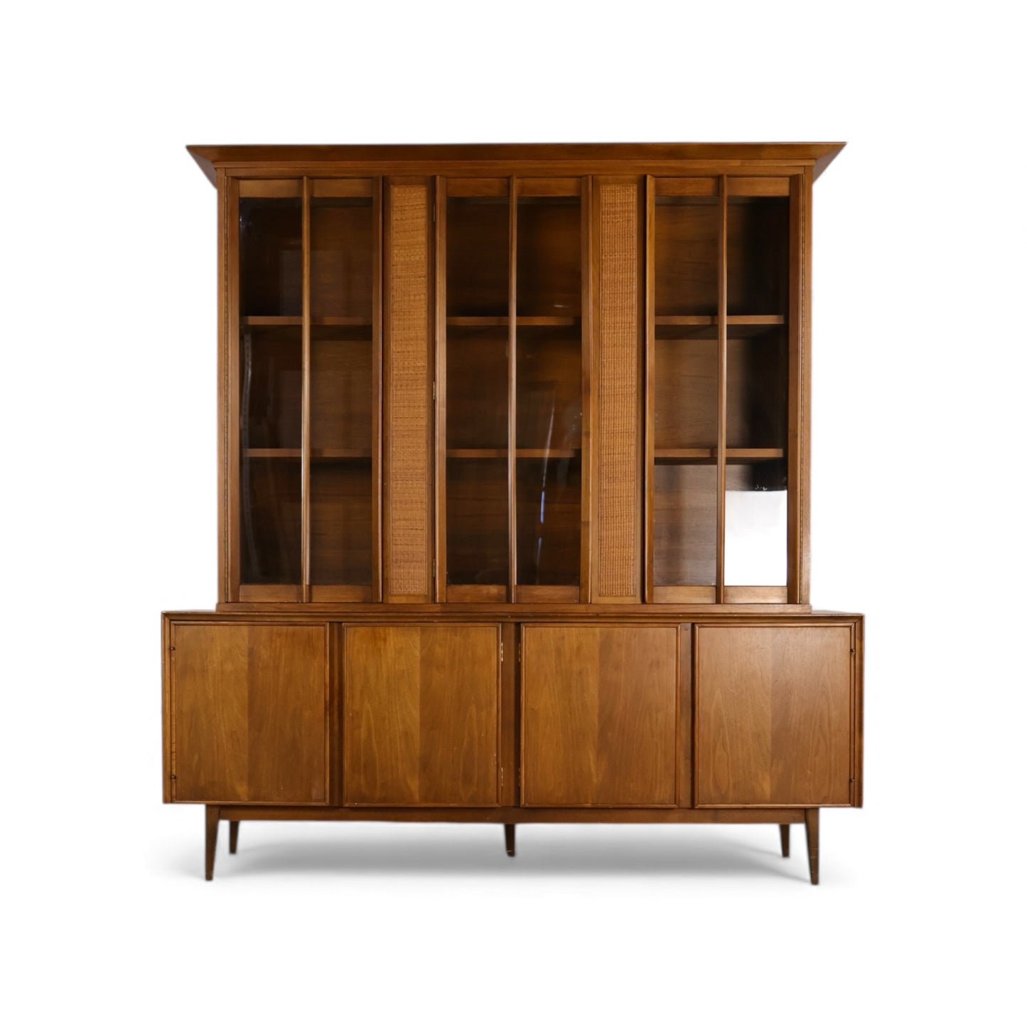 American of Martinsville Vintage Mid Century Modern 2 Piece China Cabinet Hutch c. 1960s