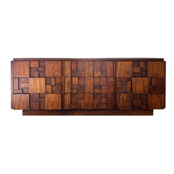 Lane Staccato Vintage Mid Century Modern Brutalist 9 Drawer Lowboy ... — front view