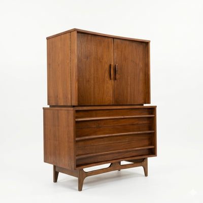 Young Manufacturing Vintage Concave Top Mid Century Modern Highboy Dresser c. 1960s