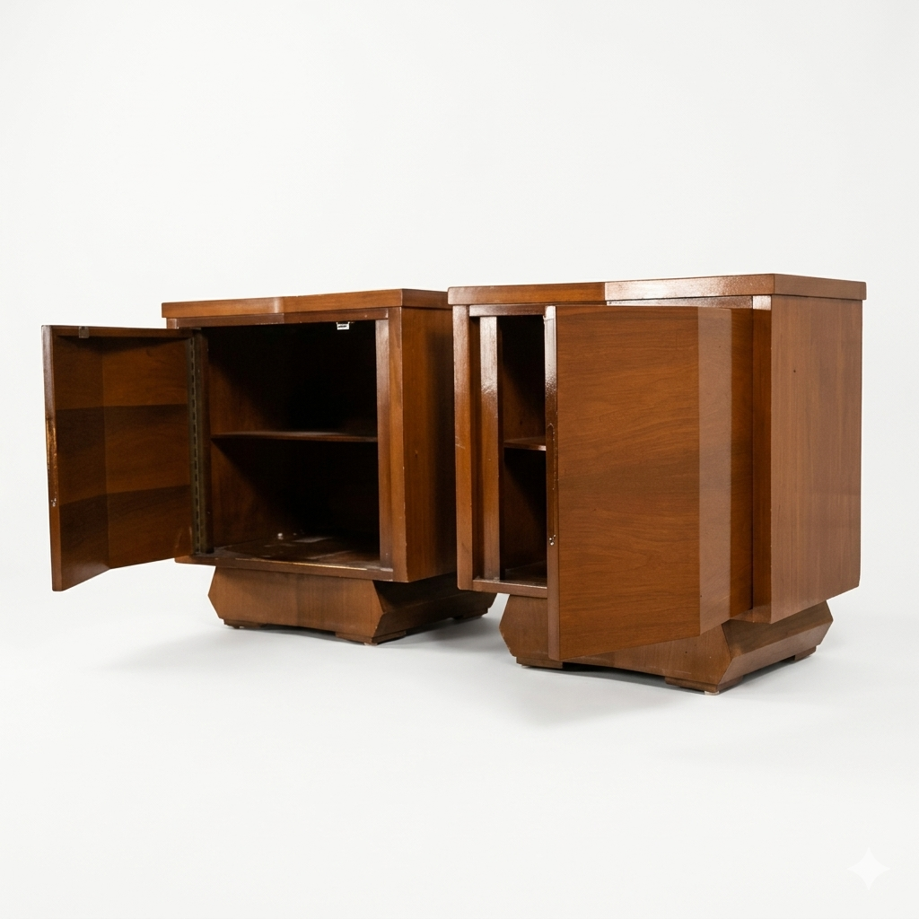 Sculptural Atomic Style Vintage Mid Century Modern Pair of Nightsta... — view 8