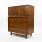 Cavalier Furniture Vintage Mid Century Modern Highboy Brass and Walnut Dresser c. 1960s