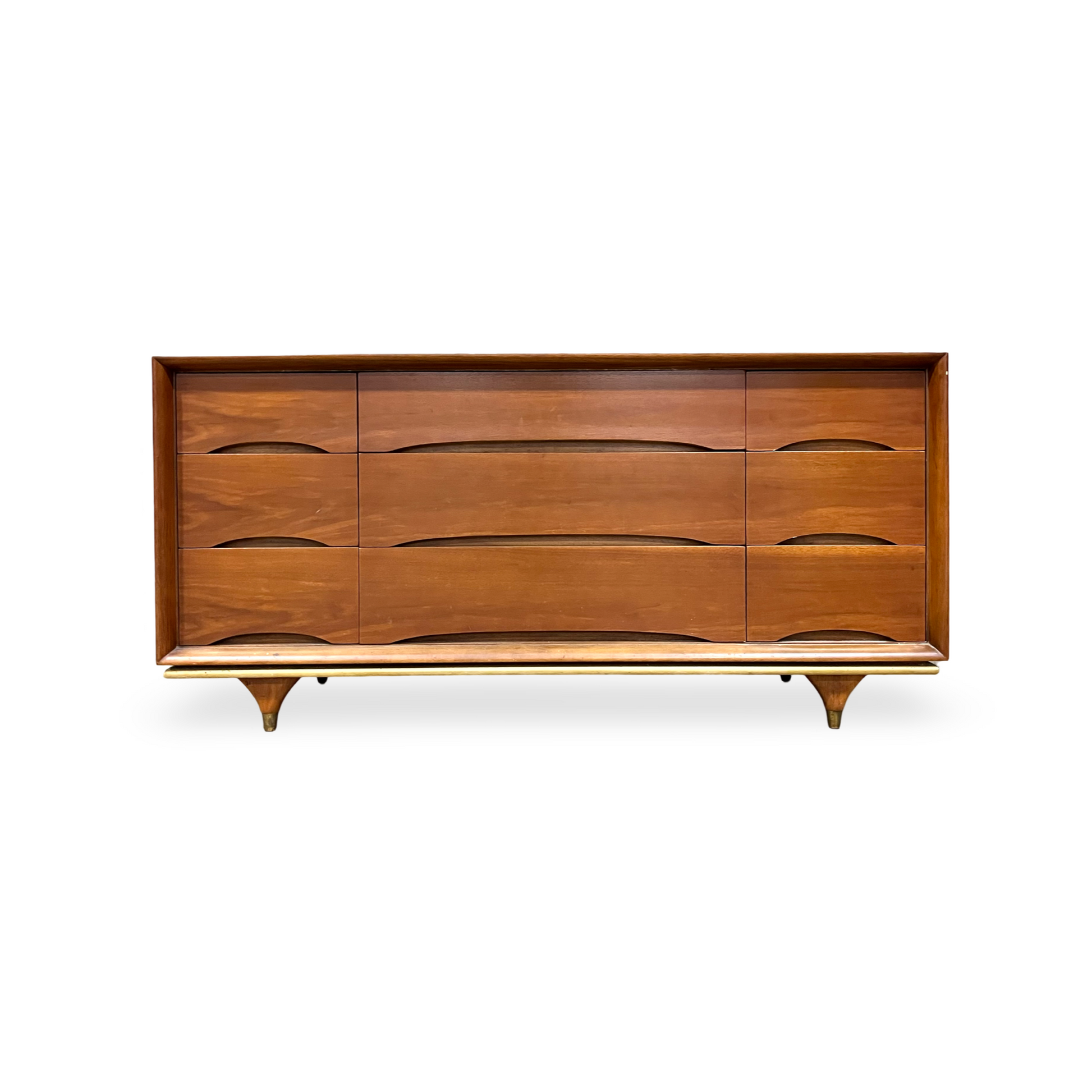 Kent Coffey Elegante Vintage Mid Century Modern 9 Drawer Lowboy Kent Coffey Elegante Vintage Mid Century Modern 9 Drawer Lowboy
