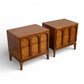 Thomasville Vintage Burlwood Mid Century Modern Sculptural Pain of Nightstands c. 1960s