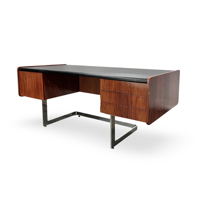 Ste Marie and Laurent Vintage Mid Century Modern Rosewood and Chrom... — rosewood construction, front view