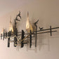 Steel and copper Mid Century Modern wall sculpture, vintage 1972