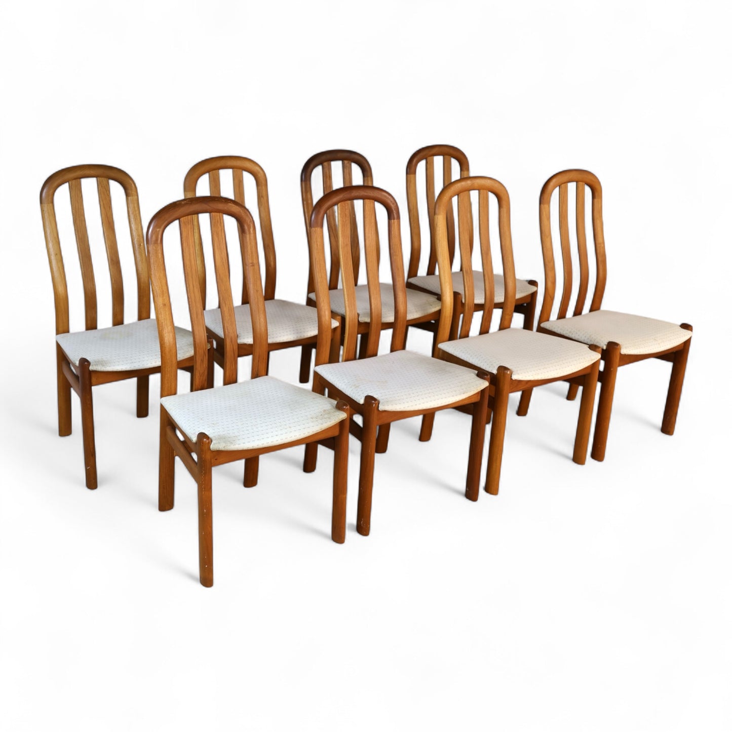 Skovby Vintage Danish Modern Set of 8 Teak Dining Chairs c. 1970s