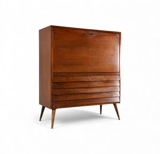 American of Martinsville Dania Collection Vintage Mid Century Modern Drop Front Secretary Desk c. 1960s