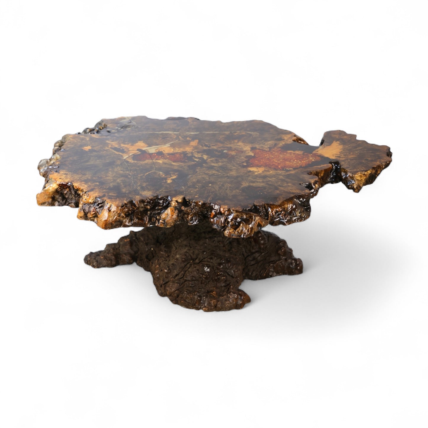 Original Star Dust Redwood Burl Root Vintage Mid Century Modern Free Form Coffee Table c. 1960s