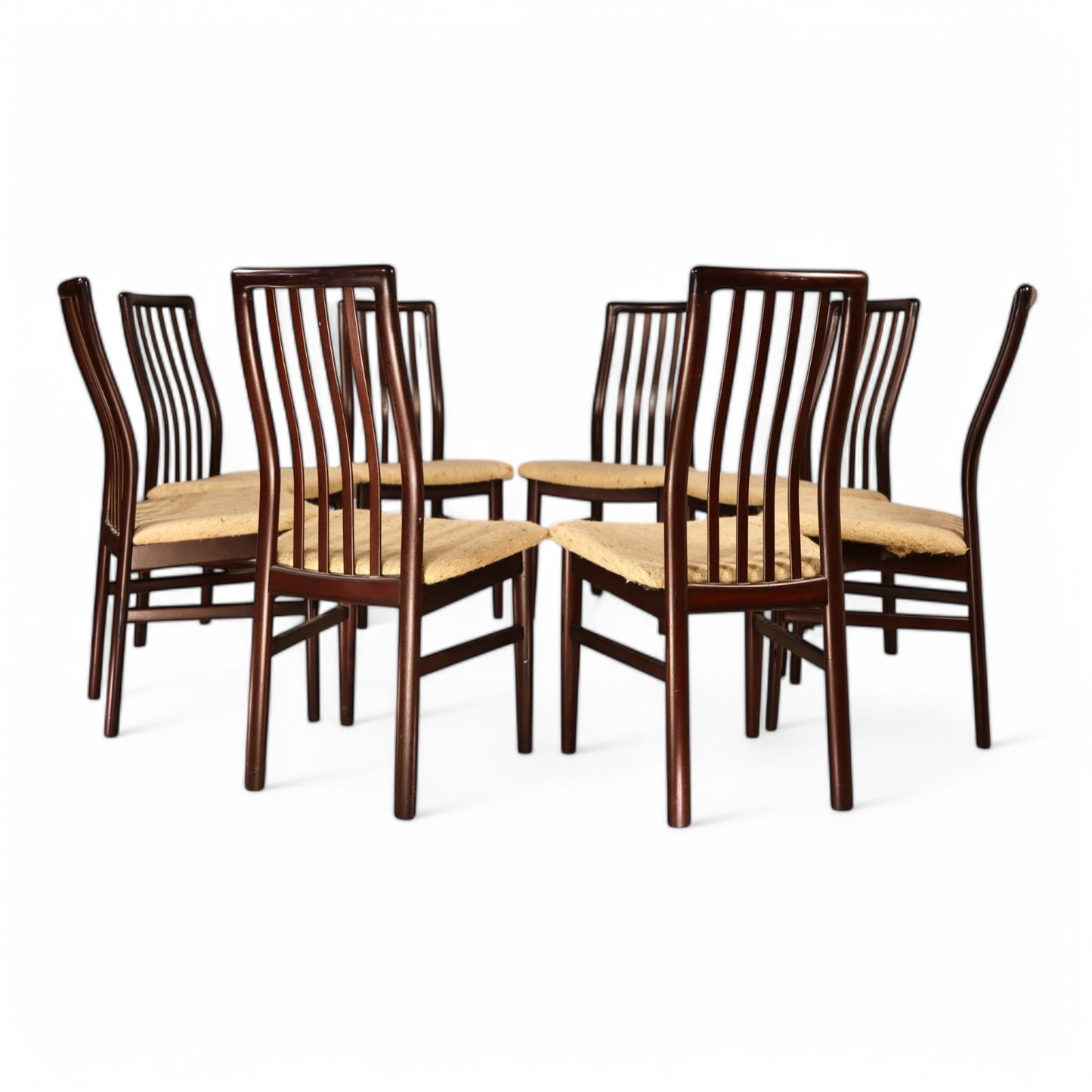 SVA Mobler Rosewood Danish Mid Century Modern Set of 8 Dining Chairs c. 1970s