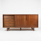 Cavalier Furniture Vintage Mid Century Modern Brass and Walnut Lowboy Dresser c. 1960s