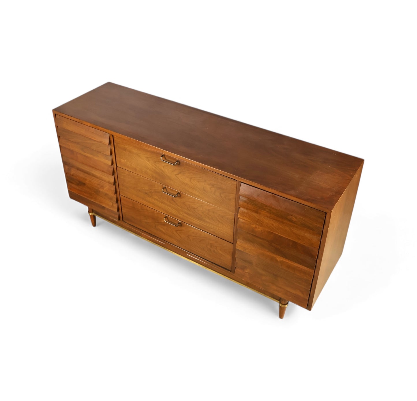 American of Martinsville Dania Collection Vintage Mid Century Modern 9 Drawer Lowboy Dresser c. 1960s