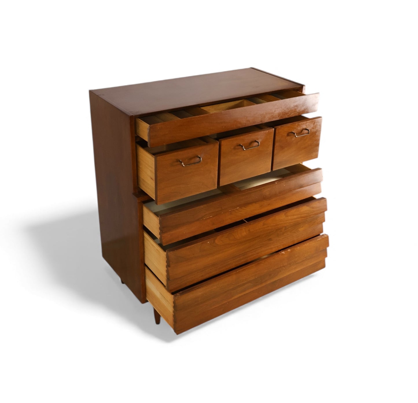 American of Martinsville Dania Collection Vintage Mid Century Modern Highboy Dresser c. 1960s