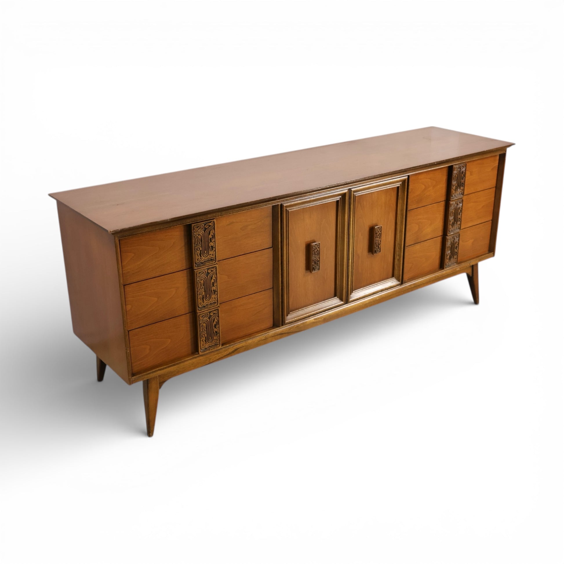 Bassett Mayan Vintage Mid Century Modern Tiki 9 Drawer Lowboy Dress... – MOD CITY MADNESS Bassett Mayan Vintage Mid Century Modern Tiki 9 Drawer Lowboy Dress... – MOD CITY MADNESS