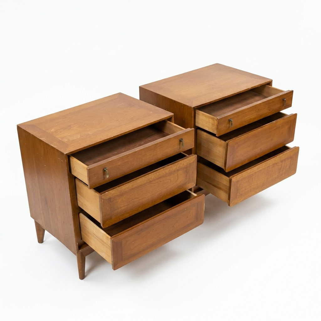 Red Lion Vintage Mid Century Modern Pair of Nightstands c. 1960s