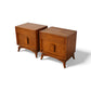 Tomlinson Pair of Vintage Mid Century Modern Burl and Walnut  Nightstands c. 1960s