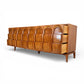 Thomasville Vintage Burlwood Mid Century Modern Sculptural 9 Drawer Lowboy Dresser c. 1960s