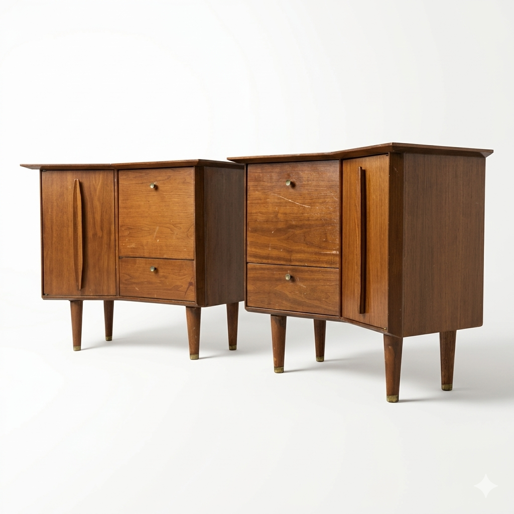 Helen Hobey Baker Vintage Mid Century Modern Pair of Nightstands c. 1960s — view 13