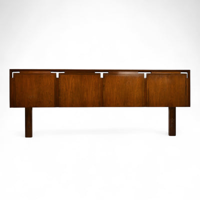 Helen Hobey Baker Vintage Mid Century Modern King Size Headboard c.... — walnut construction, front view
