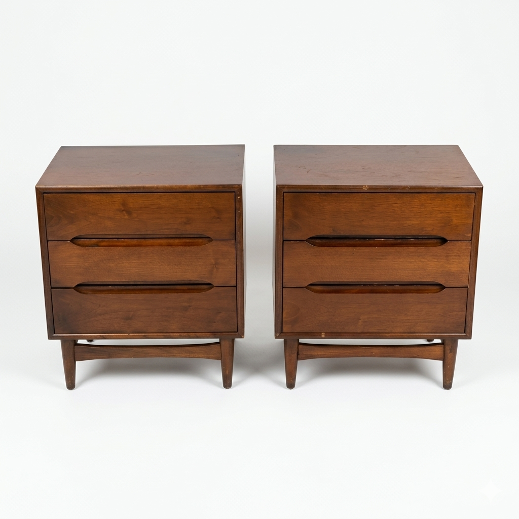 Ramseur Furniture Vintage Mid Century Modern Pair of Nightstands c. 1960s