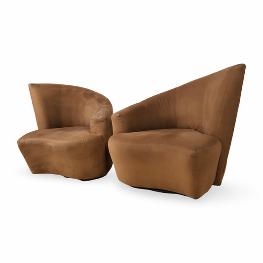 Vladimir Kagan Bilbao Pair of Post Modern Swivel Lounge Chairs c. 1980s