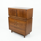 Cavalier Furniture Vintage Mid Century Modern Highboy Brass and Walnut Dresser c. 1960s