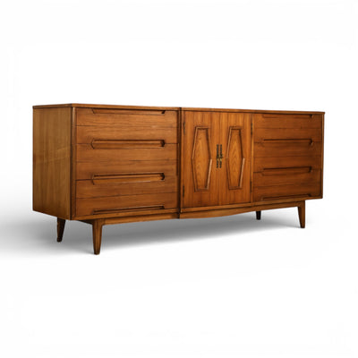 Thomasville Omega Vintage Mid Century Modern 9 Drawer Lowboy Dresse... — front view