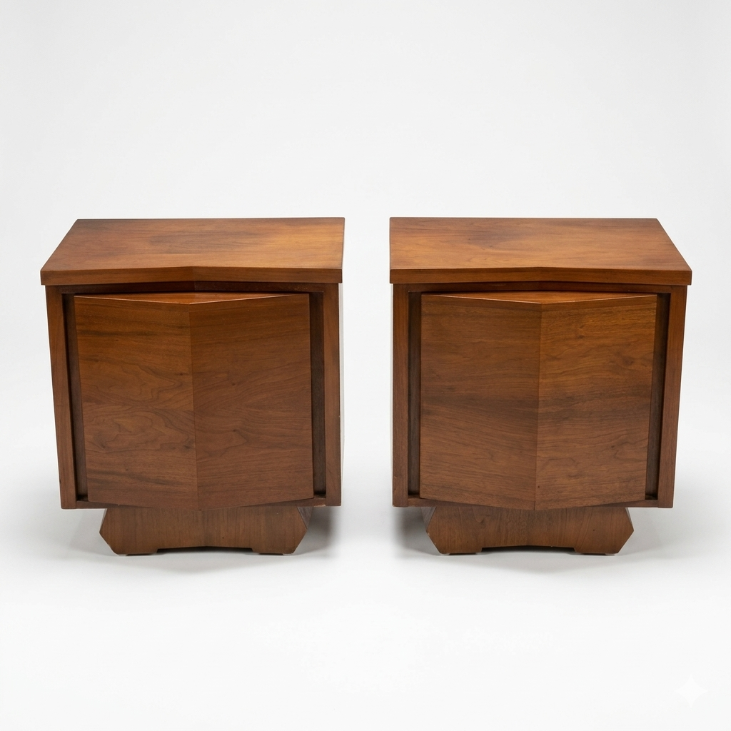 Sculptural Atomic Style Vintage Mid Century Modern Pair of Nightsta... — view 4
