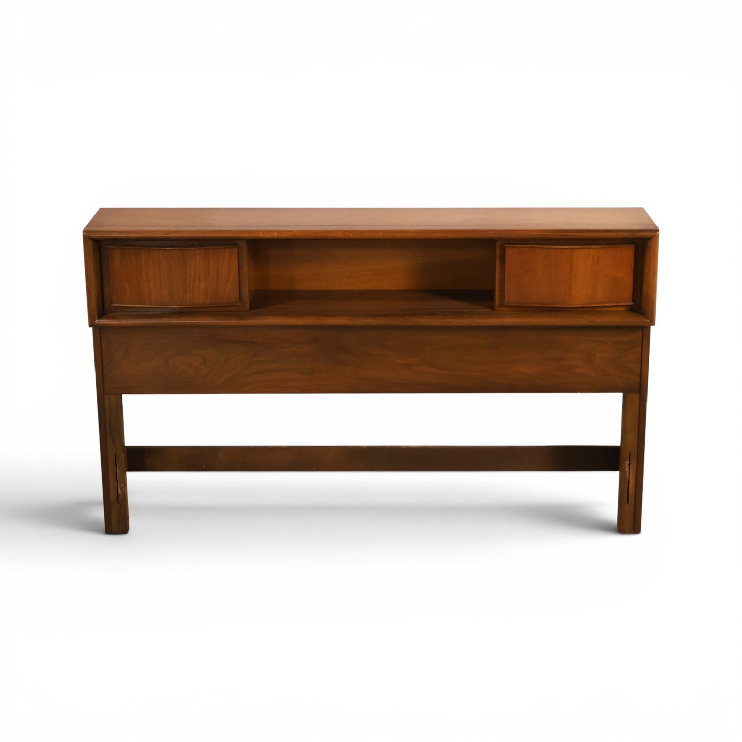 United Furniture Diamond Front Vintage Mid Century Modern Full Size Book Case Headboard c. 1960s