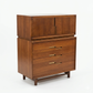 Cavalier Furniture Vintage Mid Century Modern Highboy Brass and Walnut Dresser c. 1960s