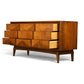 United Furniture Diamond Front Vintage Mid Century Modern Nine Drawer Lowboy Dresser c. 1960s