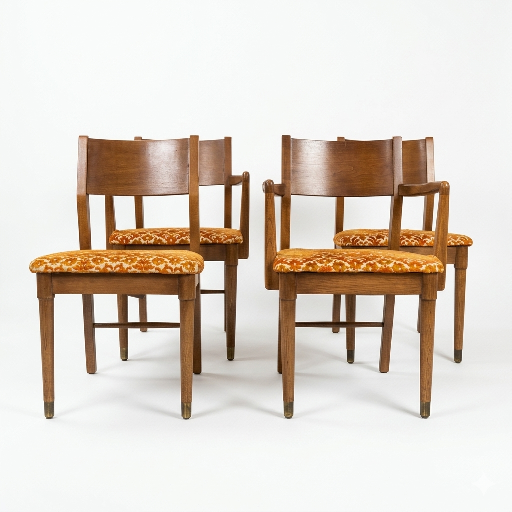 Drexel Biscayne Vintage Mid Century Modern Set of Four Dining Chairs c. 1960s