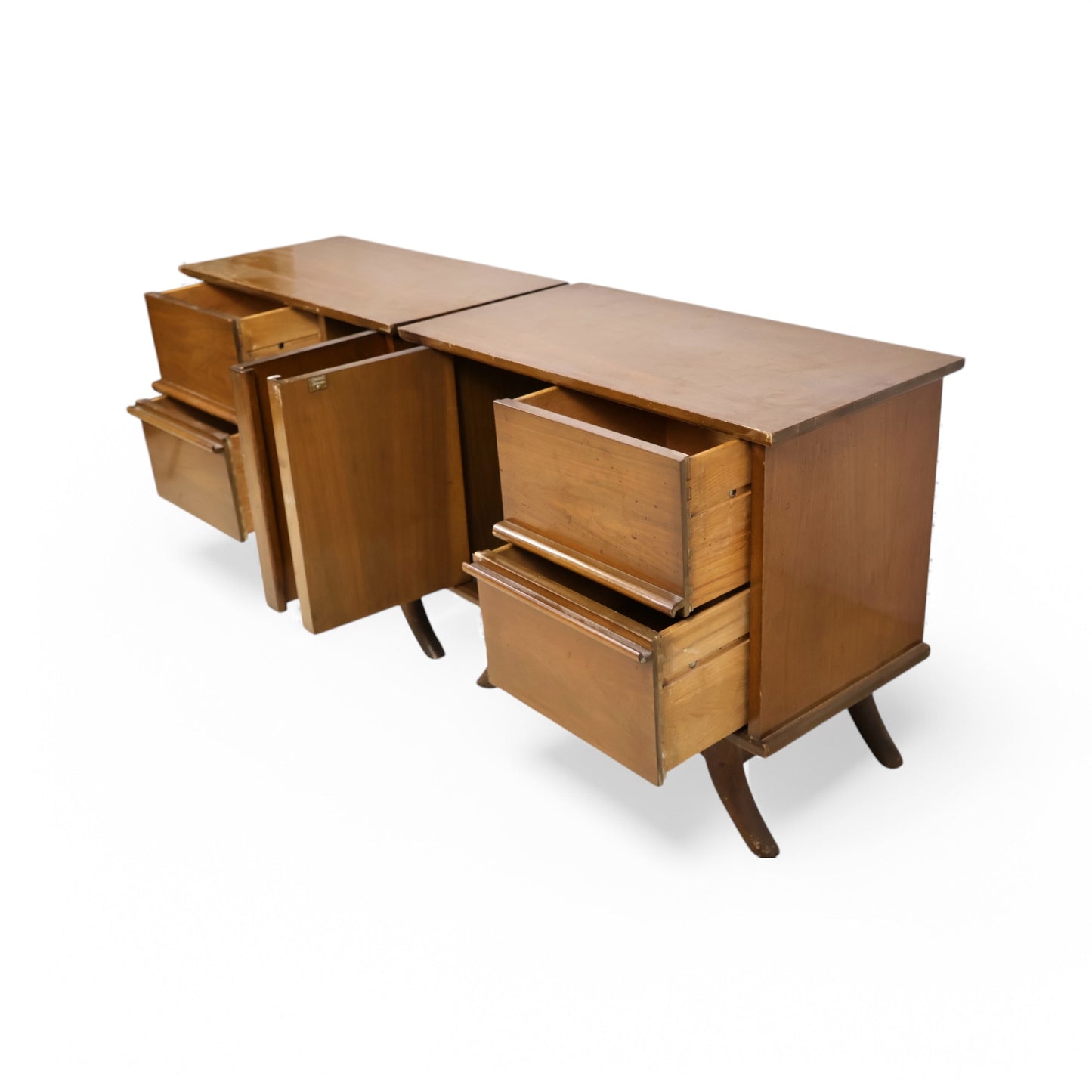 Sculpted Vintage Mid Century Modern Pair of Nightstands c. 1960s