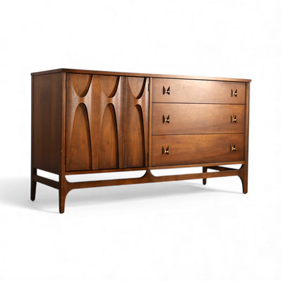 Broyhill Brasilia Vintage Mid Century Modern Credenza c. 1960s — walnut construction, front view