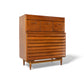 American of Martinsville Dania Collection Vintage Mid Century Modern Highboy Dresser c. 1960s
