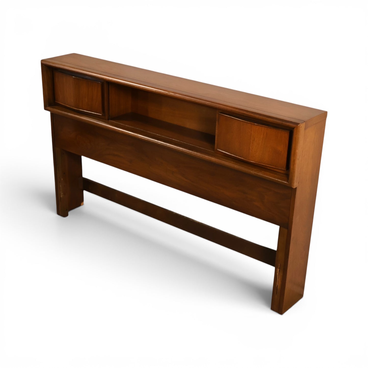 United Furniture Diamond Front Vintage Mid Century Modern Full Size Book Case Headboard c. 1960s