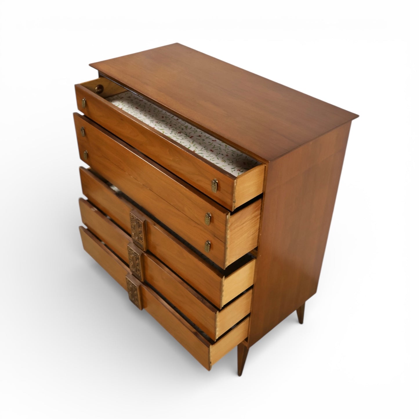 Bassett Mayan Vintage Mid Century Modern Tiki Highboy Dresser c. 1960s