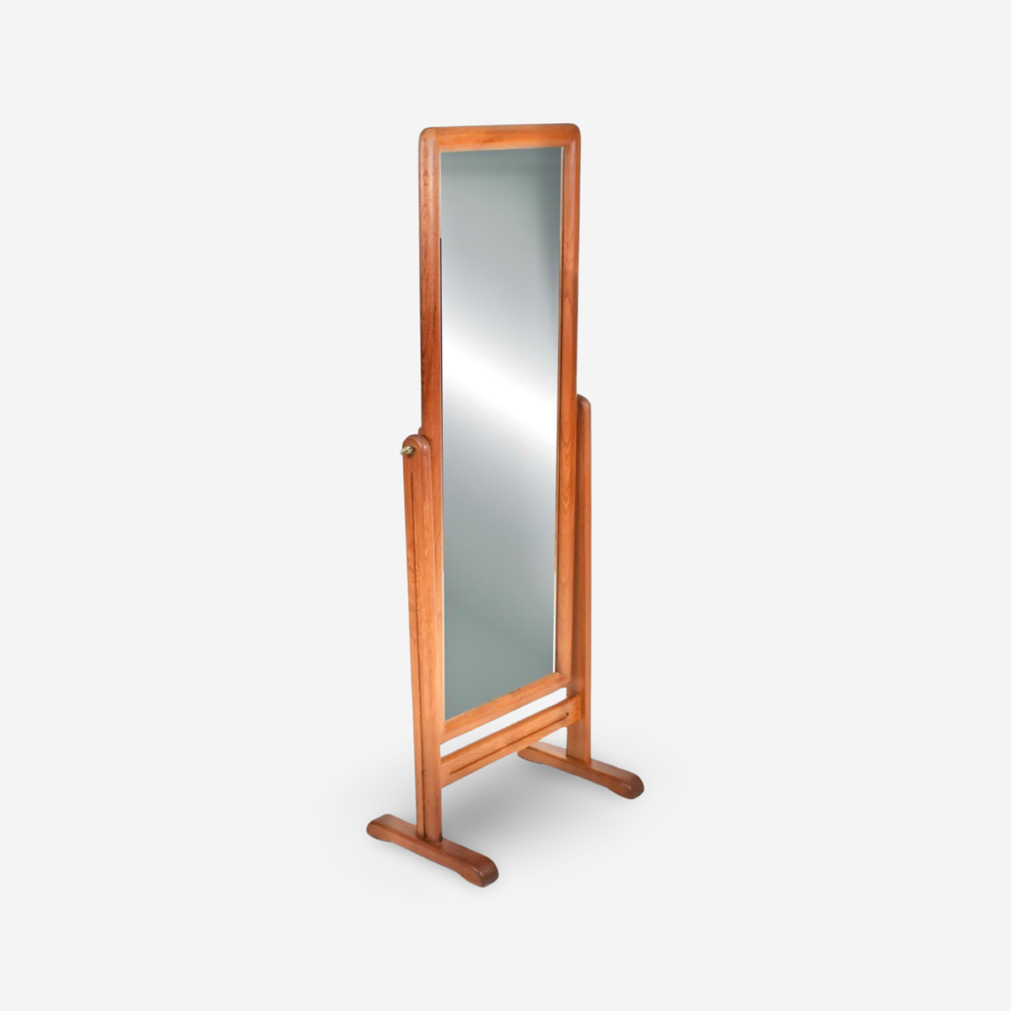 Danish Modern Vintage Teak Mid Century Cheval Standing Tilt Mirror