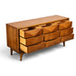 United Furniture Diamond Front Vintage Mid Century Modern Nine Drawer Lowboy Dresser c. 1960s