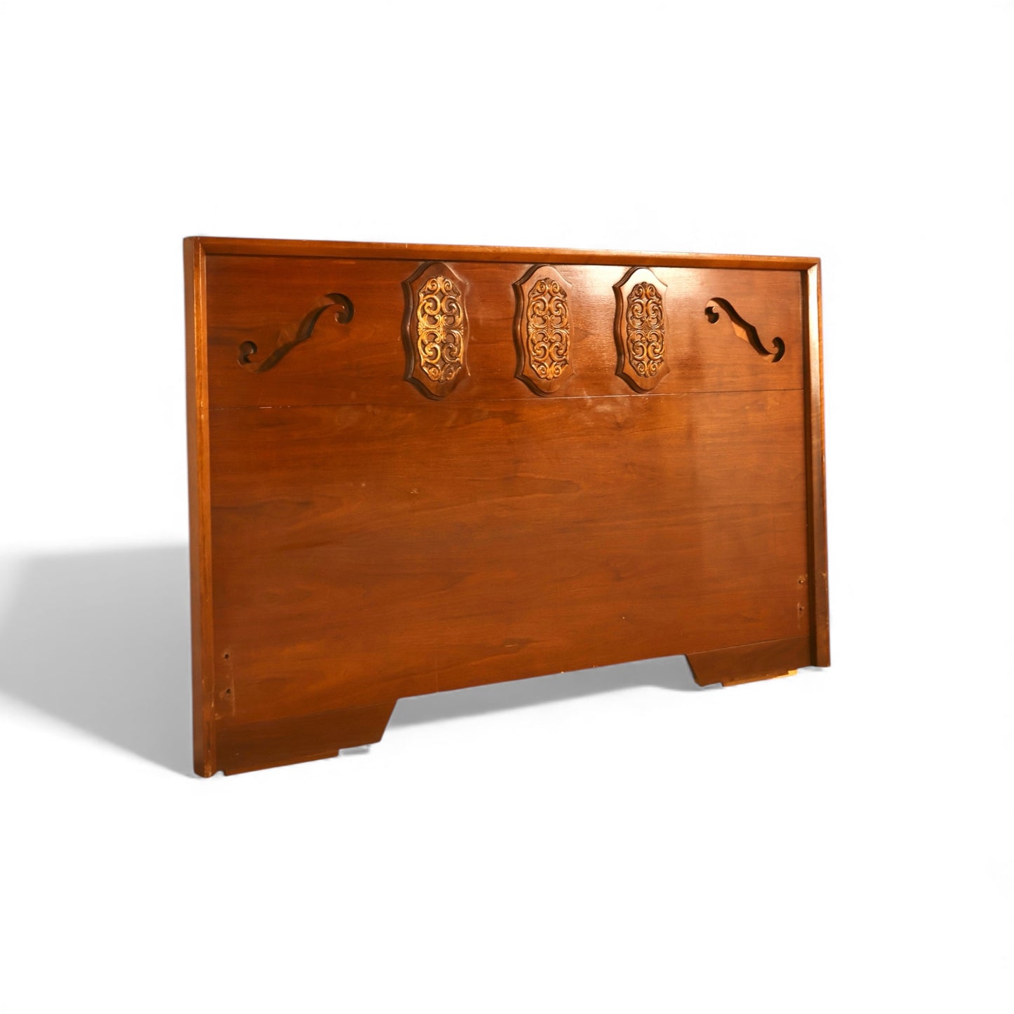 Young Manufacturing Vintage Mid Century Modern Brutalist Spanish Revival Queen Headboard c. 1960s