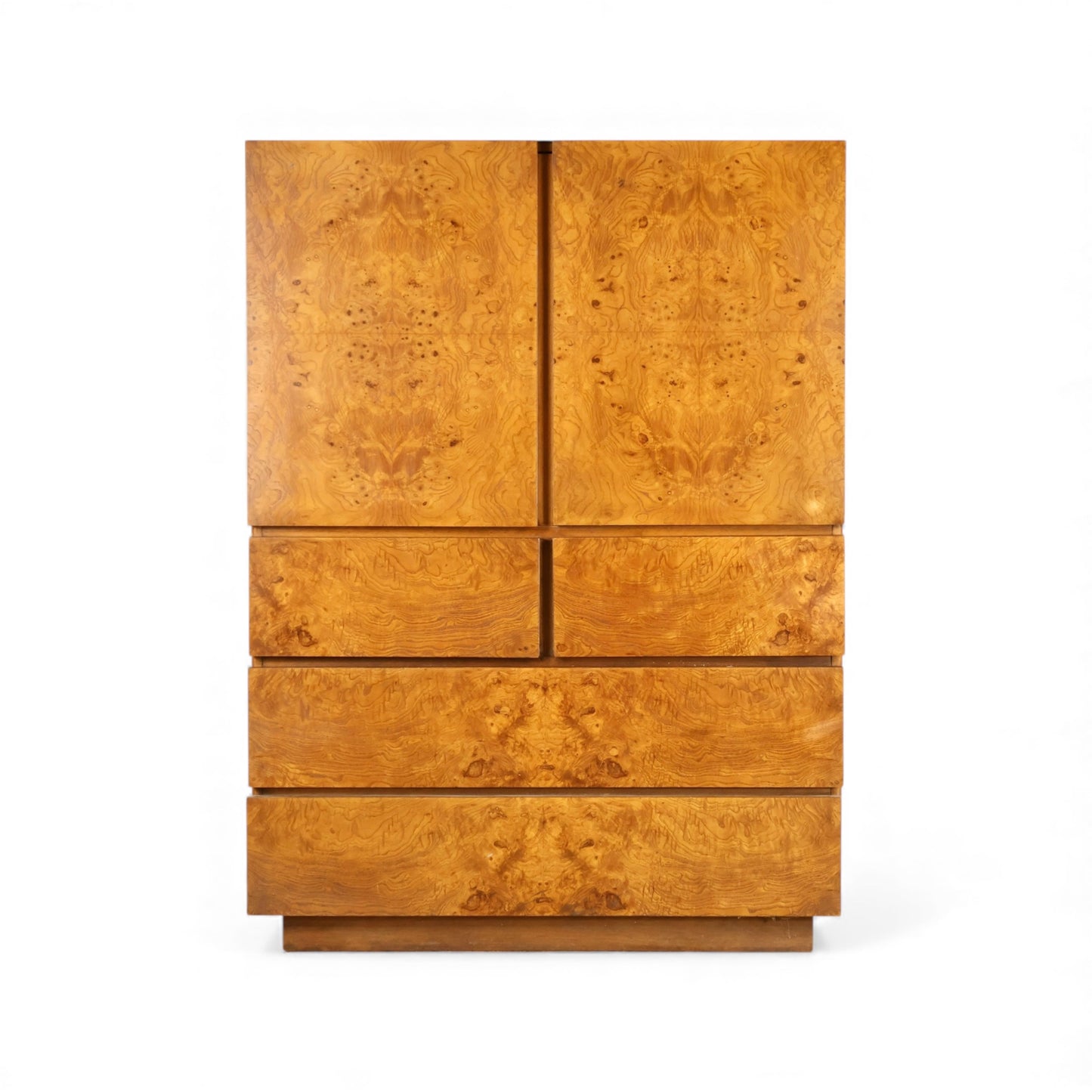 Lane Vintage Brutalist Mid Century Modern Burl Armoire c. 1970s