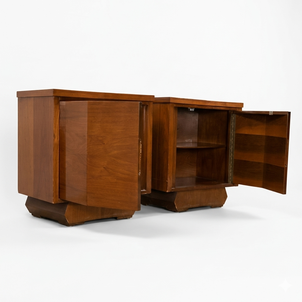 Sculptural Atomic Style Vintage Mid Century Modern Pair of Nightsta... — view 7