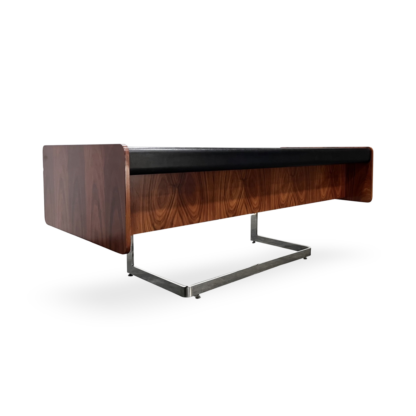 Ste Marie and Laurent Vintage Mid Century Modern Rosewood and Chrome Executive Desk c. 1960s