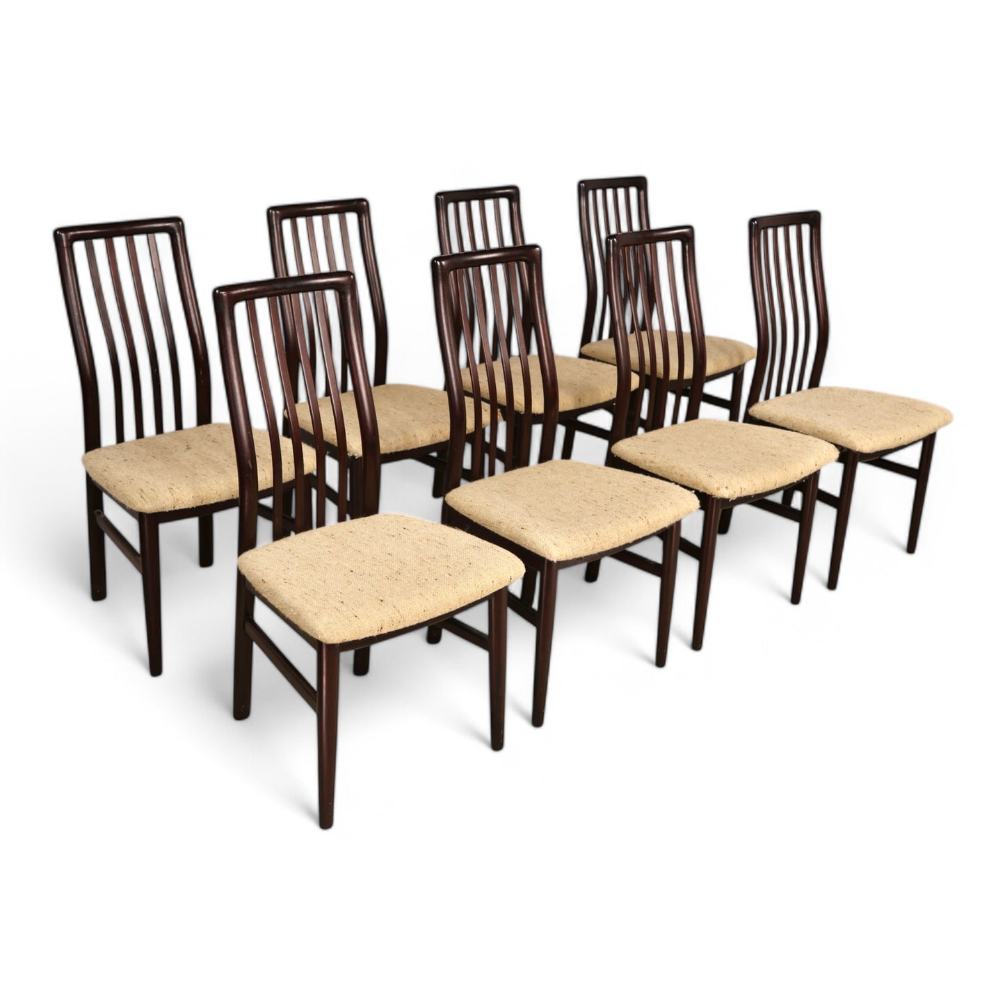 SVA Mobler Rosewood Danish Mid Century Modern Set of 8 Dining Chairs c. 1970s