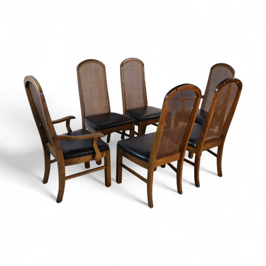 Pulaski Oceanic Vintage Brutalist Mid Century Modern Set of 6 Dining Chairs c. 1960s