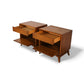 Tomlinson Pair of Vintage Mid Century Modern Burl and Walnut  Nightstands c. 1960s
