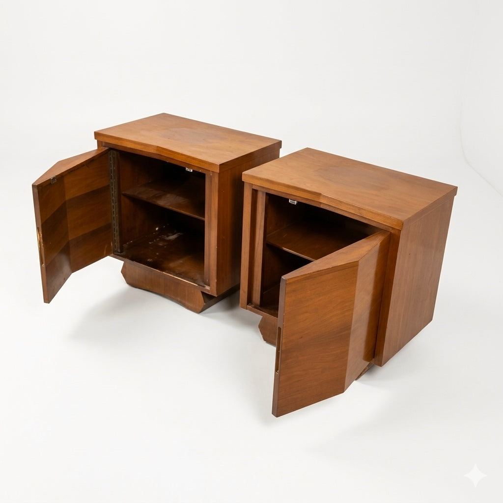 Sculptural Atomic Style Vintage Mid Century Modern Pair of Nightsta... — view 9