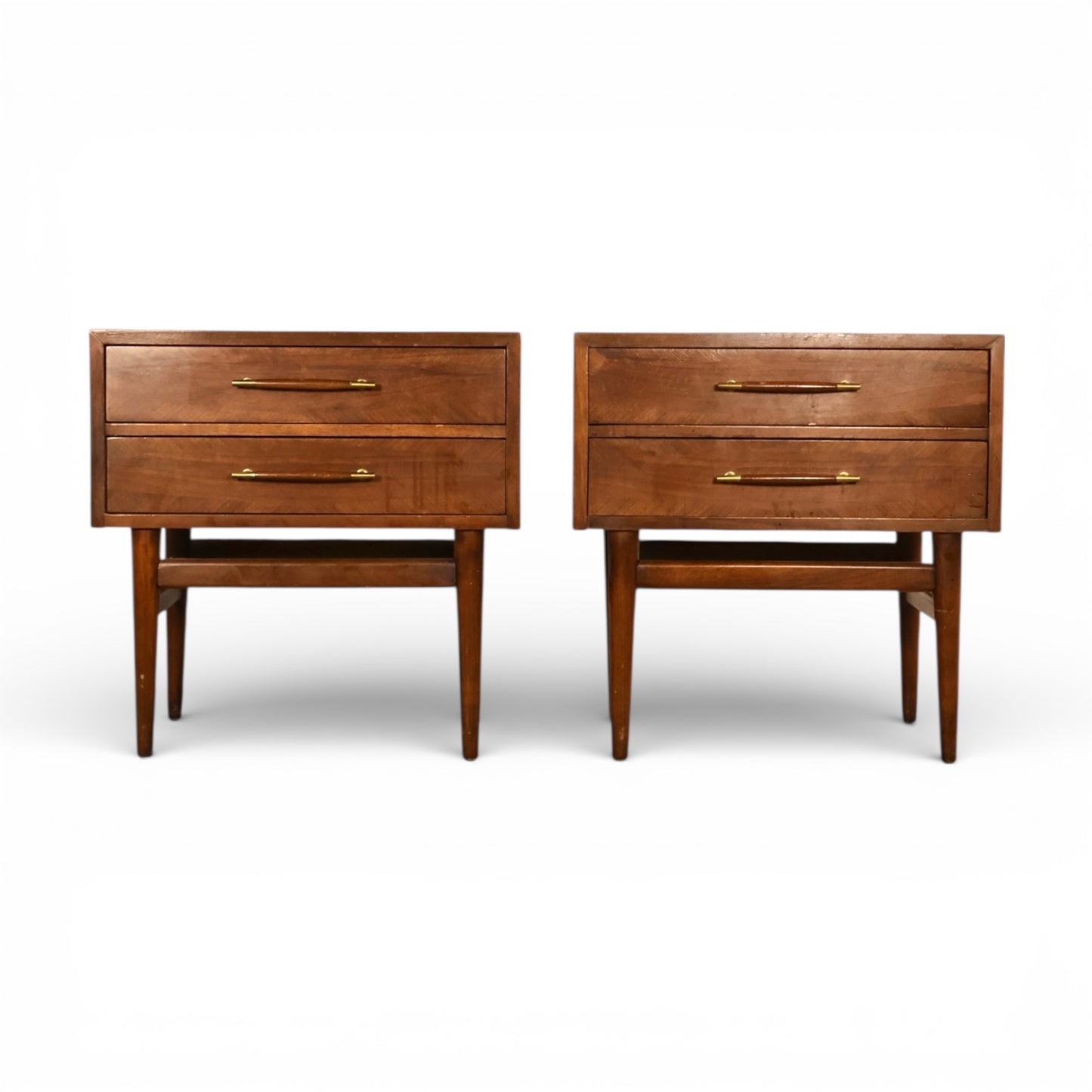 American of Martinsville Dania Collection Vintage Mid Century Modern Pair of Nightstands c. 1960s